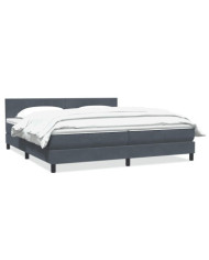 Sommier à lattes de lit et matelas gris foncé 200x220cm velours | Mobilier & Déco