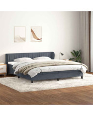 Sommier à lattes de lit et matelas gris foncé 200x220cm velours | Mobilier & Déco