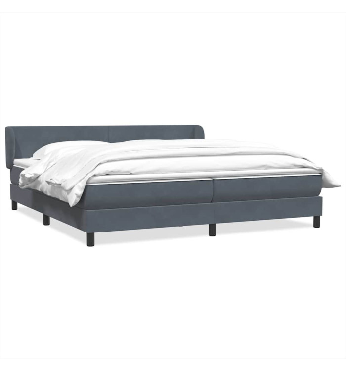 Sommier à lattes de lit et matelas gris foncé 200x220cm velours | Mobilier & Déco