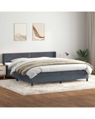 Sommier à lattes de lit et matelas gris foncé 200x220cm velours | Mobilier & Déco