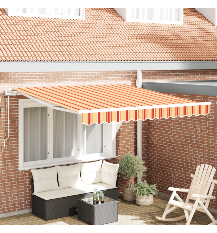 Auvent Rétractable Auto en Jaune et Orange 300x250 cm | Mobilier & Déco