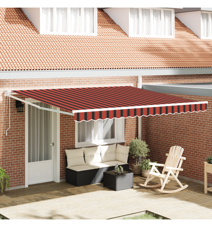 Store rétractable manuel avec LED Orange et Marron 350x250 cm | Mobilier & Déco