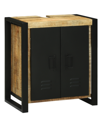 Meuble sous lavabo 55x35x60 cm Bois massif en manguier brut | Mobilier & Déco