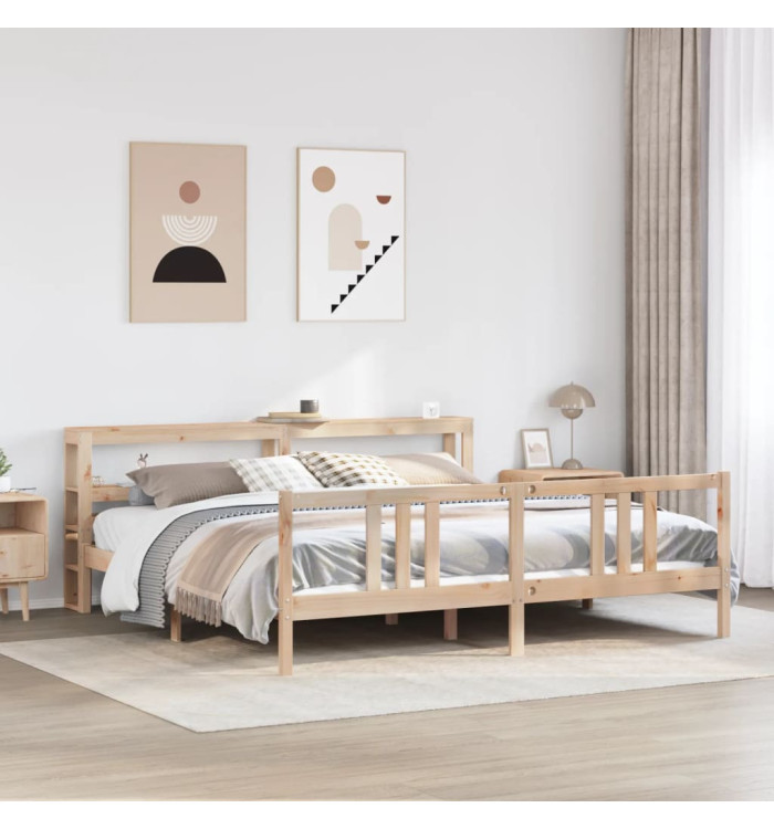 Cadre de lit avec tête de lit sans matelas 200x200 cm | Mobilier & Déco