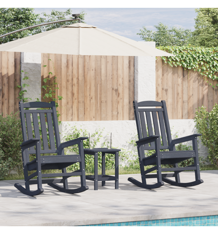 Chaises Berçantes de Jardin 2 pcs Bleu Marine 70x92x107,5 cm HDPE | Mobilier & Déco