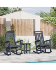 Chaises Berçantes de Jardin 2 pcs Bleu Marine 70x92x107,5 cm HDPE | Mobilier & Déco