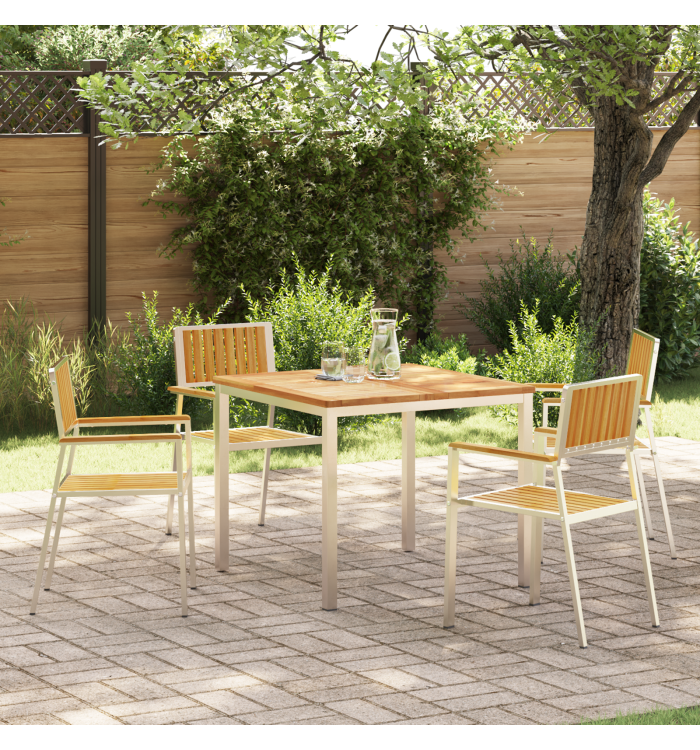 Ensemble repas jardin 5 pièces en teck massif | Mobilier & Déco
