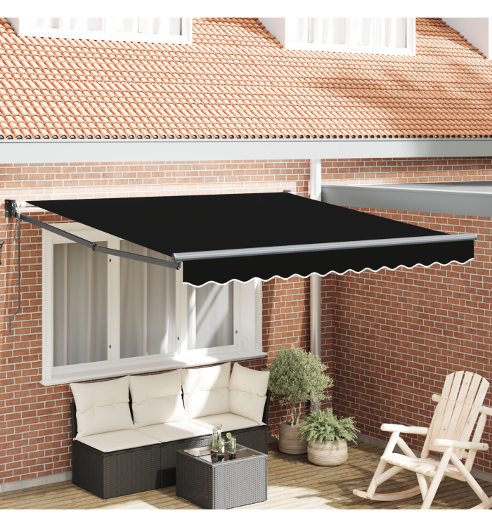 Auvent Rétractable Automatique Noir 300x250 cm | Mobilier & Déco