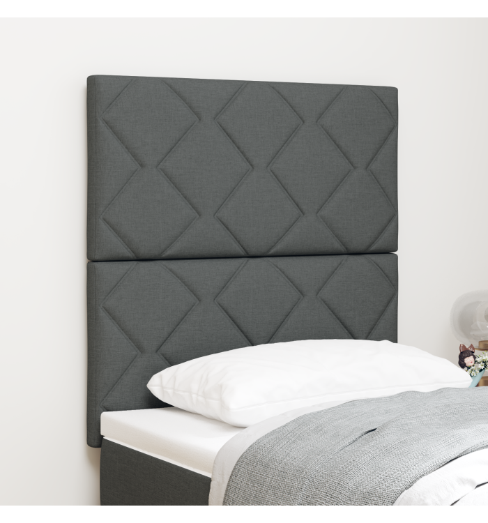 Tête de lit LED Design Blocs Diamants Gris foncé 80 cm Tissu | Mobilier & Déco