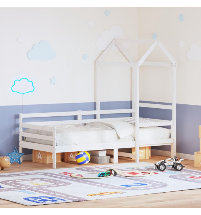 Lit de jour avec toit sans matelas blanc 90x190 cm bois massif | Mobilier & Déco