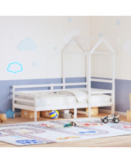 Lit de jour avec toit sans matelas blanc 90x190 cm bois massif | Mobilier & Déco