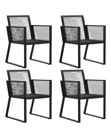 Chaises de jardin lot de 4 Corde en rotin Noir | Mobilier & Déco