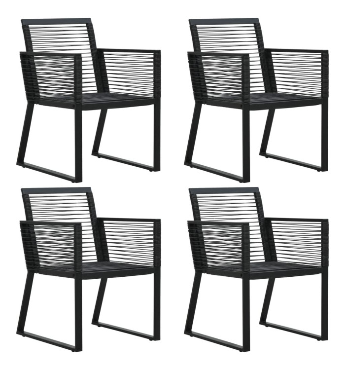 Chaises de jardin lot de 4 Corde en rotin Noir | Mobilier & Déco