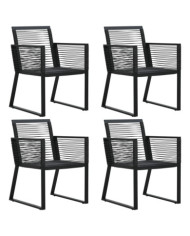 Chaises de jardin lot de 4 Corde en rotin Noir | Mobilier & Déco