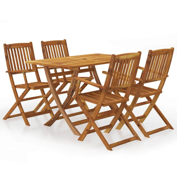 Ensemble à manger d'extérieur pliable 5pcs Bois d'acacia solide | Mobilier & Déco