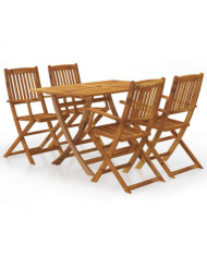 Ensemble à manger d'extérieur pliable 5pcs Bois d'acacia solide | Mobilier & Déco