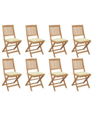 Chaises pliables d'extérieur et coussins lot de 8 Bois d'acacia | Mobilier & Déco