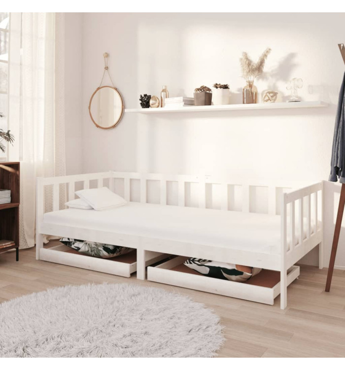 Lit de jour sans matelas avec tiroirs 90x200 cm blanc | Mobilier & Déco