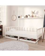 Lit de jour sans matelas avec tiroirs 90x200 cm blanc | Mobilier & Déco
