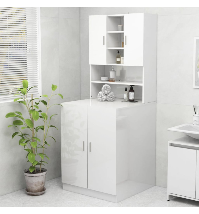 Meuble pour machine à laver Blanc brillant | Mobilier & Déco