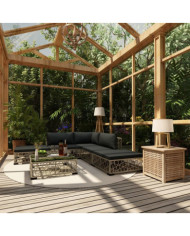 Salon de jardin 6 pcs avec coussins résine tressée gris | Mobilier & Déco