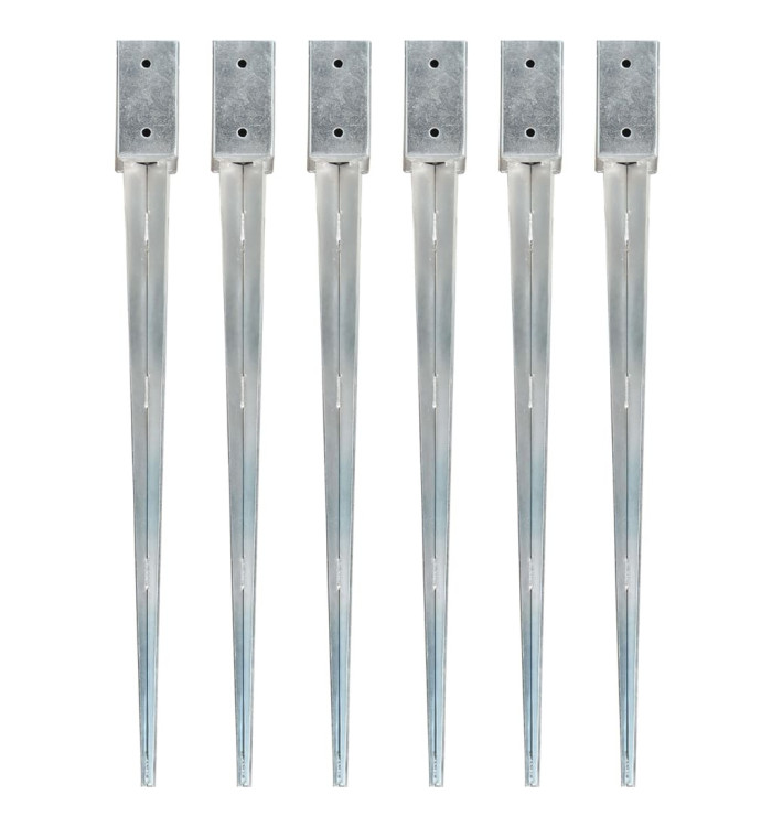 Piquets au sol 6 pcs Argenté 7x7x90 cm Acier galvanisé | Mobilier & Déco