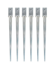 Piquets au sol 6 pcs Argenté 7x7x90 cm Acier galvanisé | Mobilier & Déco