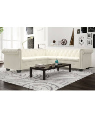 Canapé d'angle Chesterfield 5 plc Cuir artificiel Blanc | Mobilier & Déco