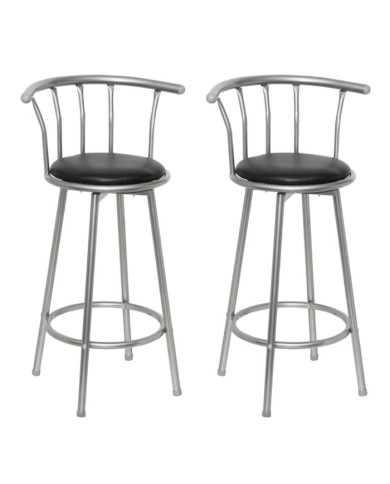 Tabourets de bar lot de 2 noir similicuir | Mobilier & Déco