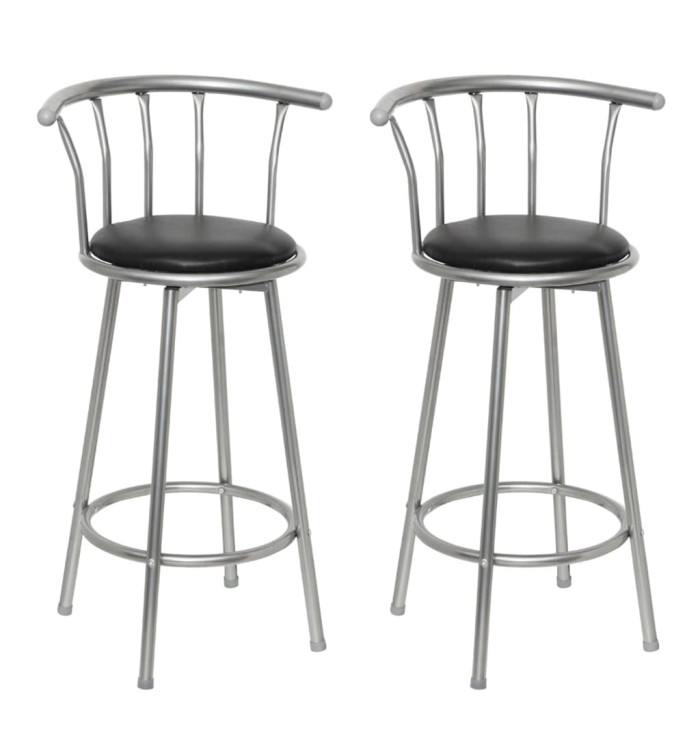 Tabourets de bar lot de 2 noir similicuir | Mobilier & Déco