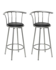 Tabourets de bar lot de 2 noir similicuir | Mobilier & Déco