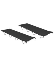 Lits de camping 2 pcs 180x60x19 cm Tissu Oxford et acier Noir | Mobilier & Déco