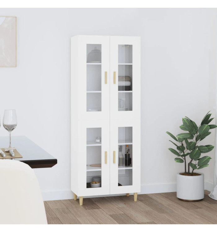 Buffet haut Blanc 69,5x34x180 cm Bois d'ingénierie | Mobilier & Déco