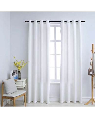 Rideau occultant et anneaux en métal 2pcs Blanc cassé 140x225cm | Mobilier & Déco