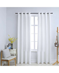 Rideau occultant et anneaux en métal 2pcs Blanc cassé 140x225cm | Mobilier & Déco