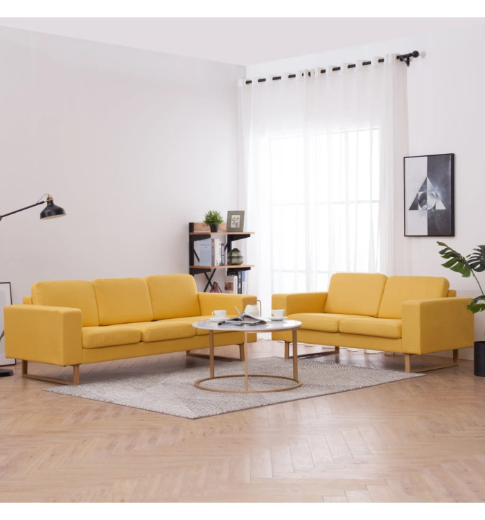 Ensemble de canapé 2 pcs tissu jaune | Mobilier & Déco
