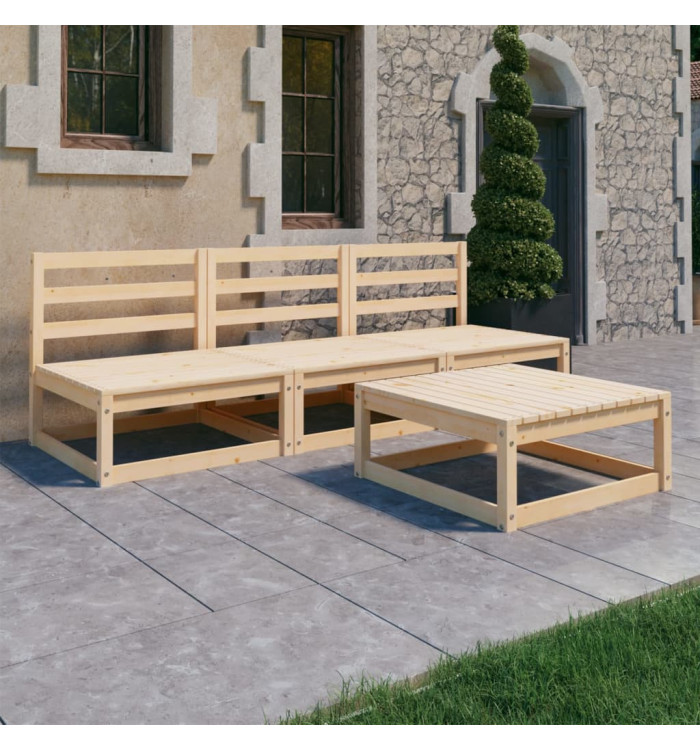Salon de jardin 4 pcs bois de pin massif | Mobilier & Déco