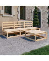 Salon de jardin 4 pcs bois de pin massif | Mobilier & Déco