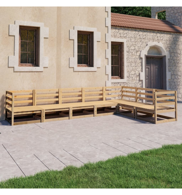 Salon de jardin 7 pcs bois de pin massif | Mobilier & Déco