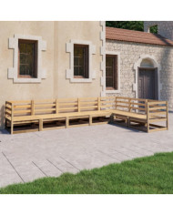 Salon de jardin 7 pcs bois de pin massif | Mobilier & Déco