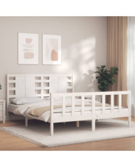 Cadre de lit sans matelas blanc 160x200 cm bois de pin massif | Mobilier & Déco