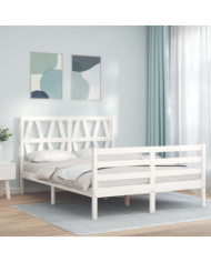 Cadre de lit sans matelas blanc 140x200 cm bois massif | Mobilier & Déco