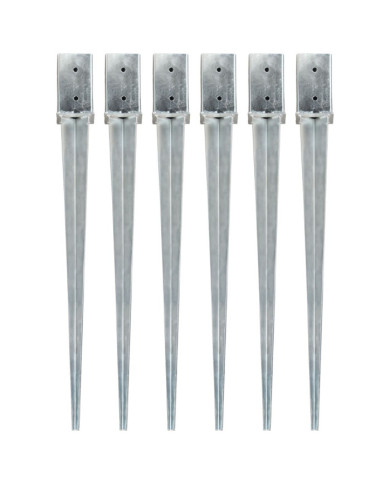 Piquets au sol 6 pcs Argenté 8x8x91 cm Acier galvanisé | Mobilier & Déco