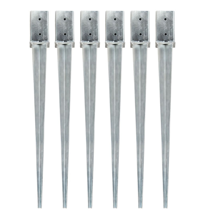 Piquets au sol 6 pcs Argenté 8x8x91 cm Acier galvanisé | Mobilier & Déco