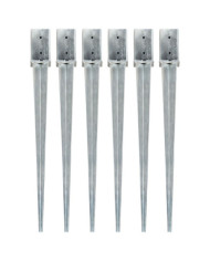 Piquets au sol 6 pcs Argenté 8x8x91 cm Acier galvanisé | Mobilier & Déco