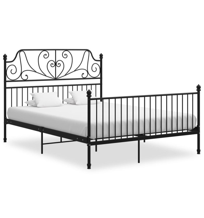 Cadre de lit sans matelas noir métal 140x200 cm | Mobilier & Déco