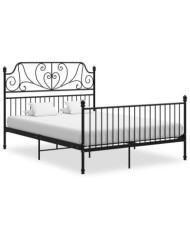 Cadre de lit sans matelas noir métal 140x200 cm | Mobilier & Déco
