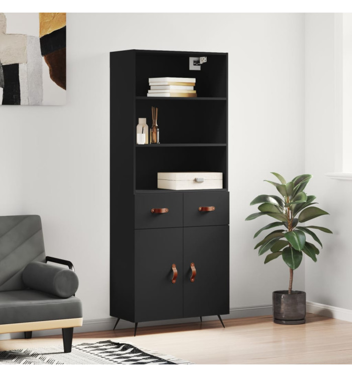 Buffet haut Noir 69,5x34x180 cm Bois d'ingénierie | Mobilier & Déco