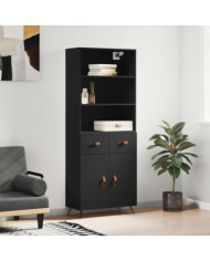 Buffet haut Noir 69,5x34x180 cm Bois d'ingénierie | Mobilier & Déco