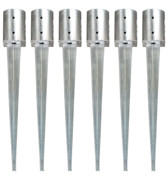Piquets au sol 6 pcs Argenté 10x76 cm Acier galvanisé | Mobilier & Déco